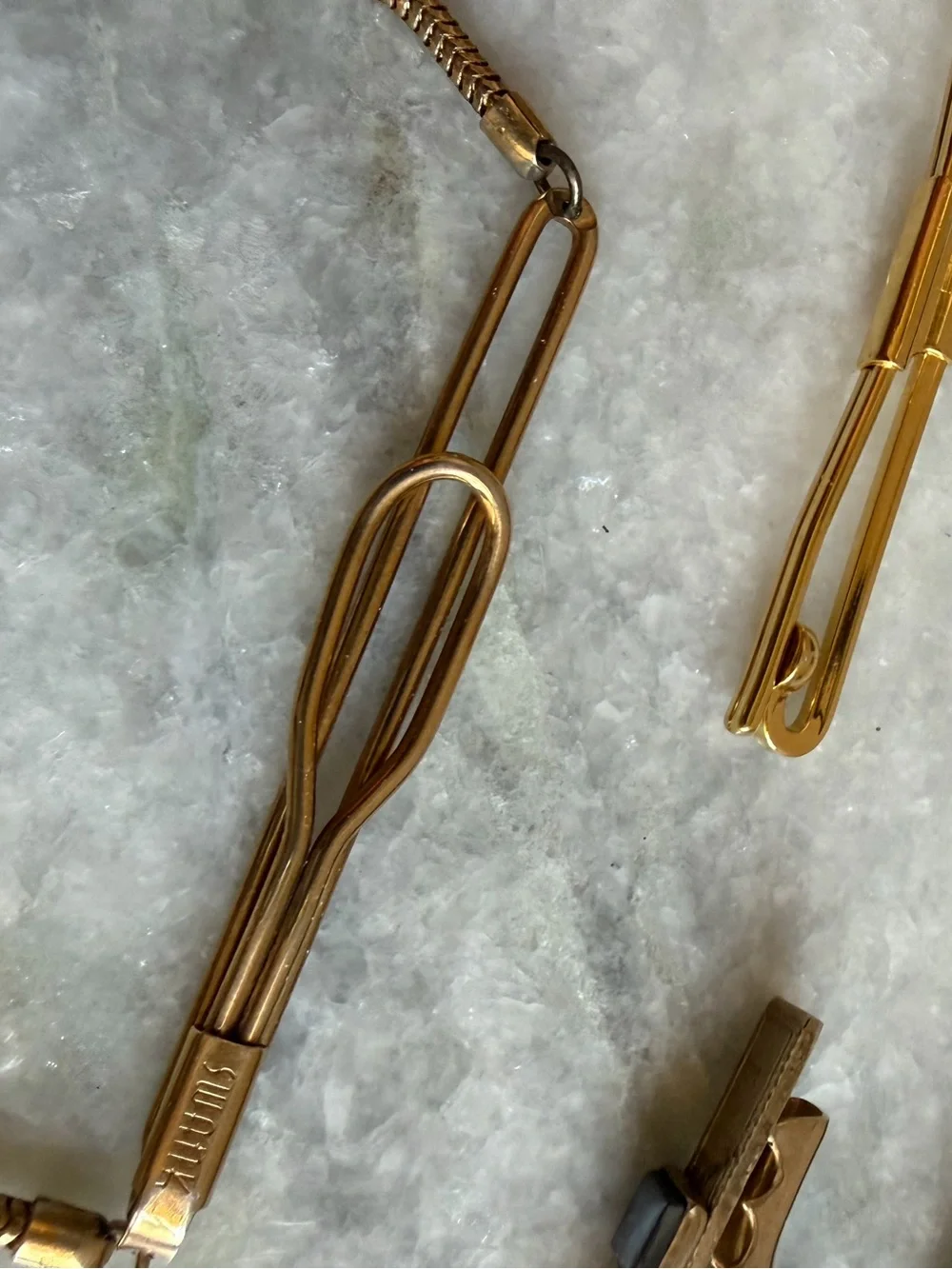 Men’s Accessory Vintage gold tone Mid Century cufflinks, tie clips, tie tack